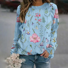 Load image into Gallery viewer, Floral Crew Neck Long Sleeves Sweatshirts
