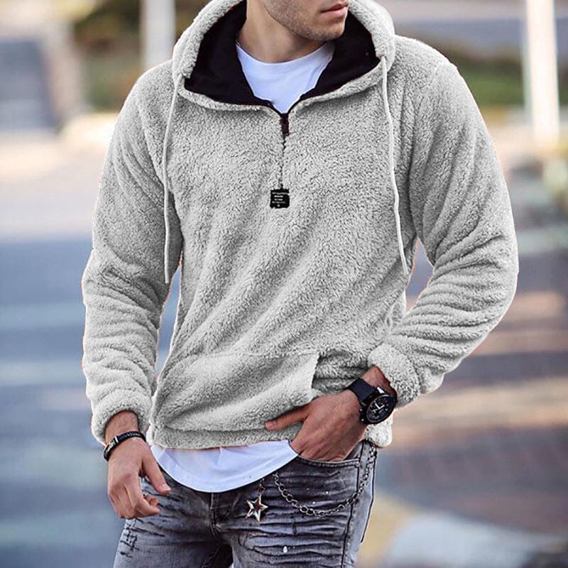 Fuzzy Sweatshirt With Stand-up Collar