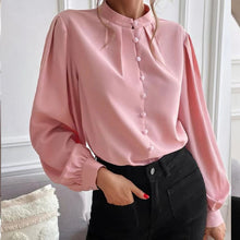 Load image into Gallery viewer, Button Up Stand Collar Long Sleeve Shirt
