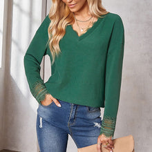 Load image into Gallery viewer, Knit Lace V-Neck Sweater
