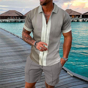 Men's Casual Printed Polo Suit