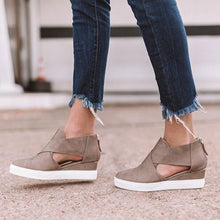 Load image into Gallery viewer, Women&#39;s Cut-Out Wedge Sneakers Back Zipper Shoes
