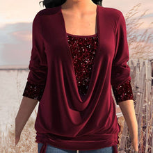 Load image into Gallery viewer, Burgundy Sequin Long Sleeve Top
