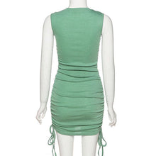 Load image into Gallery viewer, New Slim Drawstring Pleated Dress
