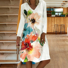 Load image into Gallery viewer, Printed Long Sleeve Crew Neck Dress
