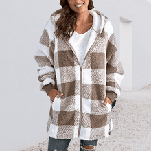 Load image into Gallery viewer, Hoodie Plaid Loose Overcoat
