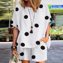Load image into Gallery viewer, Dot Print Half Sleeve Elastic Waist Suit For Women

