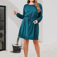 Load image into Gallery viewer, Crew Neck Drawstring Dress
