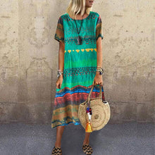 Load image into Gallery viewer, Vintage Ethnic Print Round Neck Dress
