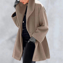 Load image into Gallery viewer, Round Neck Loose Hooded Woolen Coat
