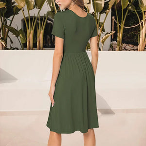 Pocket Crew Neck Dress