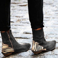 Load image into Gallery viewer, Casual Pointed Toe Zebra-Striped Boots
