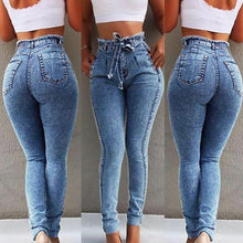 Load image into Gallery viewer, Slim-fit Tassel Belt High-Rise Jeans
