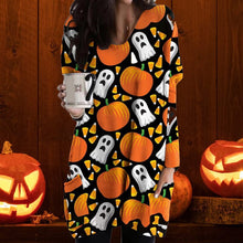 Load image into Gallery viewer, Halloween Cat Pumpkin Long Sleeve Dress
