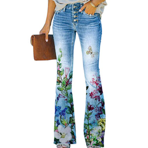 4-Button Flare Jeans