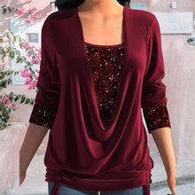 Load image into Gallery viewer, Burgundy Sequin Long Sleeve Top
