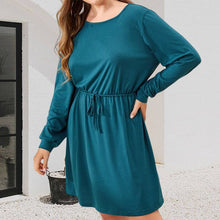 Load image into Gallery viewer, Crew Neck Drawstring Dress
