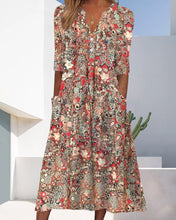 Load image into Gallery viewer, Printed V-neck slip pocket dress
