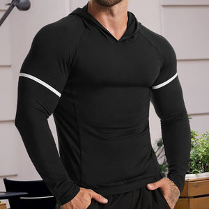 Long Sleeve Workout Hoodie Shirts for Men