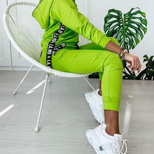 Load image into Gallery viewer, Zipper Design Letter Print Hooded Top &amp; Pockets Pants
