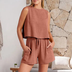 Sleeveless Top Shorts Two Piece Set