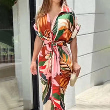 Load image into Gallery viewer, Printed Lapel Shirt Dress
