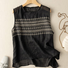 Load image into Gallery viewer, Summer Embroidered Loose Linen Vest
