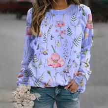 Load image into Gallery viewer, Floral Crew Neck Long Sleeves Sweatshirts
