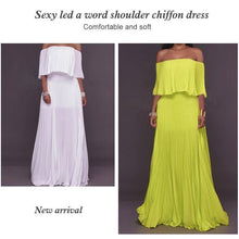Load image into Gallery viewer, One-word Collar Pleated Maxi Prom Dress
