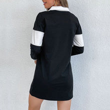 Load image into Gallery viewer, Lapel Colorblock Striped Dress
