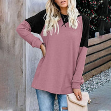 Load image into Gallery viewer, Round Neck Long Sleeve Color Block T-Shirt
