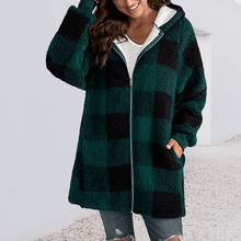 Load image into Gallery viewer, Hoodie Plaid Loose Overcoat
