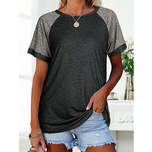 Load image into Gallery viewer, Loose Round Neck Raglan Sleeve Contrast T-shirt
