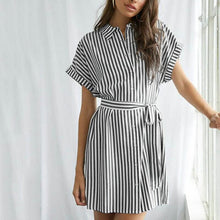 Load image into Gallery viewer, Women&#39;s Summer Striped Short Sleeve T Shirt Dress
