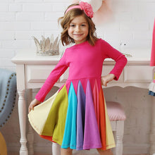 Load image into Gallery viewer, Round Neck Spelling Color Rainbow Princess Dress
