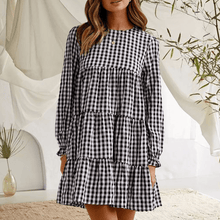Load image into Gallery viewer, Round Neck Plaid Dress
