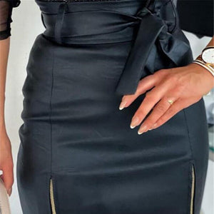 PU Leather Zip High Waist Hip Skirt