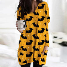 Load image into Gallery viewer, Halloween Cat Pumpkin Long Sleeve Dress

