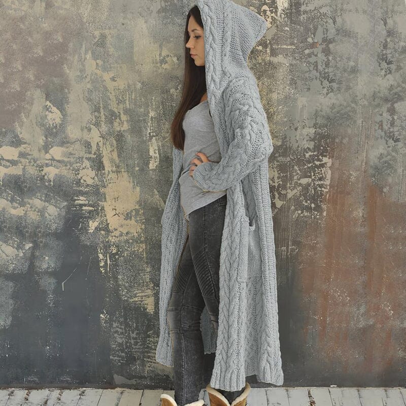 Braided Lazy Hooded Sweater