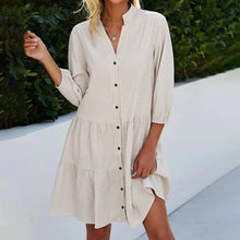 Load image into Gallery viewer, Stand collar plaid printed dress
