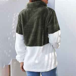 Zip Contrast Plush Jacket