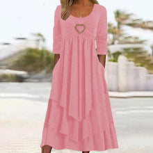 Load image into Gallery viewer, Plain Regular Fit Crew Neck Long Sleeve Casual Midi Dress
