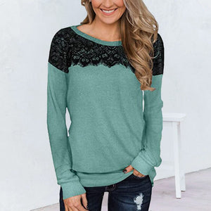 Lace Panel Solid T-Shirt