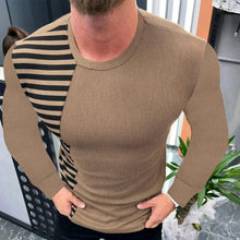 Load image into Gallery viewer, Panelled Striped Slim-fit T-shirt
