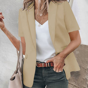 Casual Lapel Short Sleeve Plain Blazer