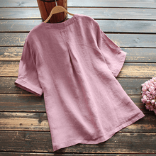 Load image into Gallery viewer, Loose Embroidered V-Neck Short Sleeve T-Shirt
