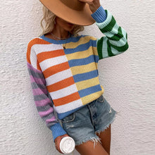 Load image into Gallery viewer, Striped Loose Crewneck Knit Sweater
