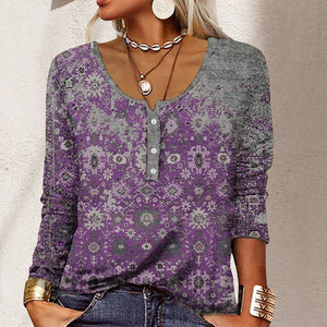 U Neck Button T-Shirt