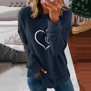 Heart Print Crewneck Sweatshirt