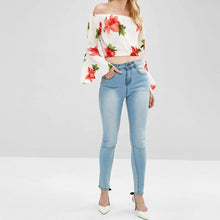 Load image into Gallery viewer, Flare Sleeve Off Shoulder Floral Blouse
